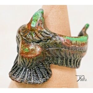Eagle Ring Patina Finish Adjustable Tribal Bird Wings Statement Gift Men Women